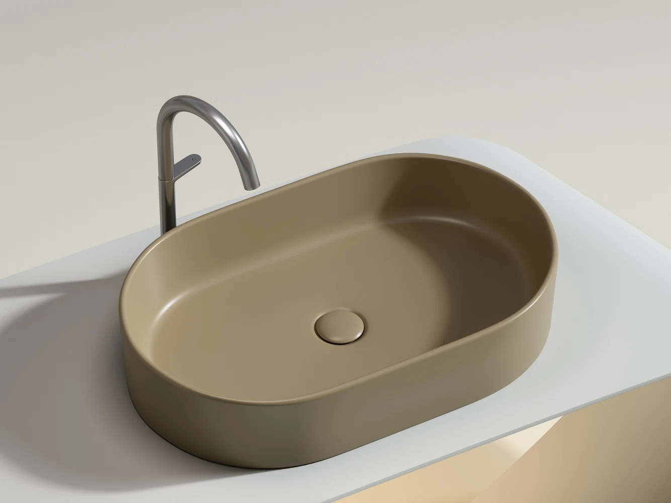 Изображение товара Умывальник накладной овальный Ceramica Nova Element 608x385 мм капучино матовый