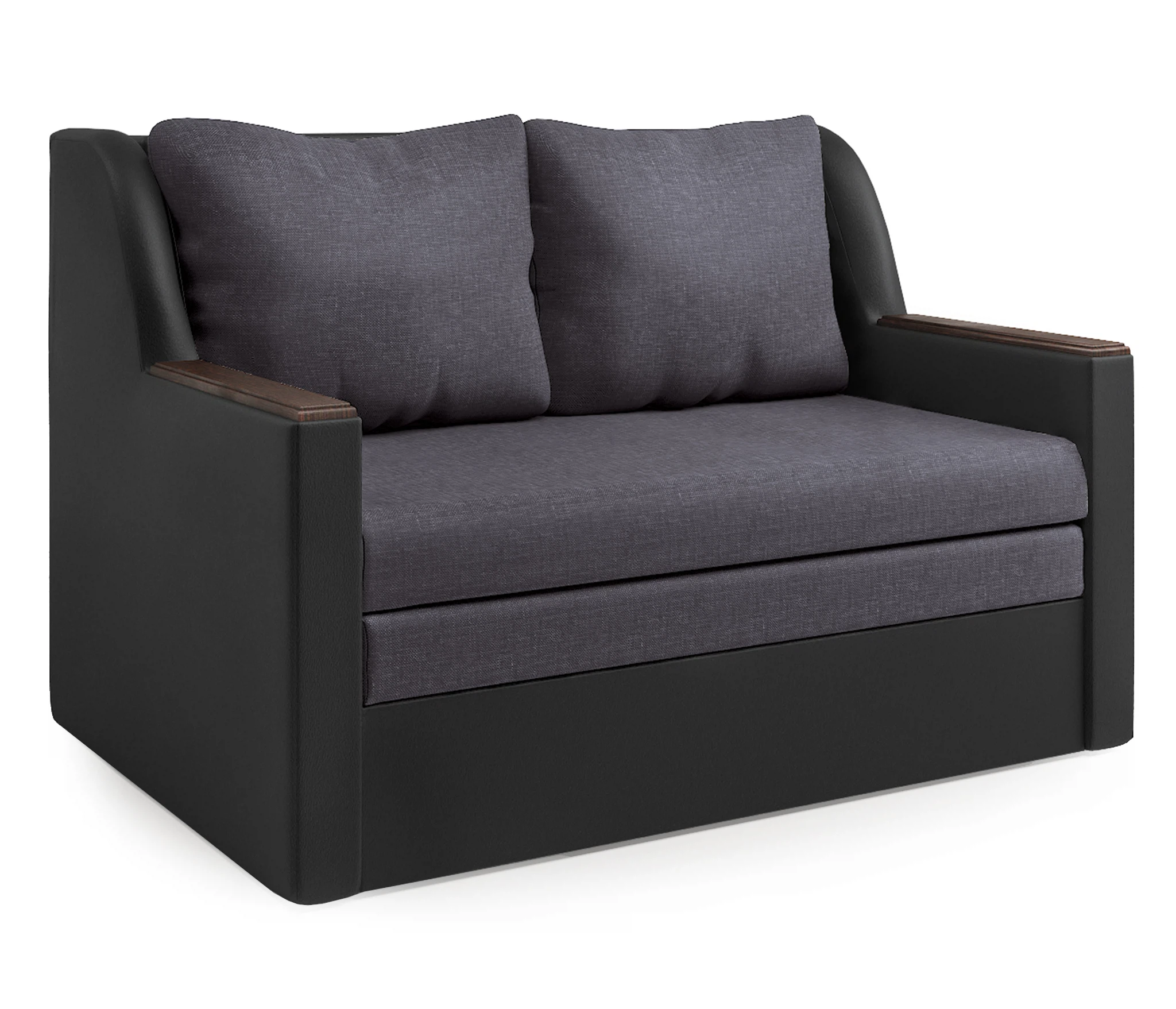 Изображение товара Диван-кровать Дуэт из экокожи и рогожки 190x122 см, стильный и функциональный