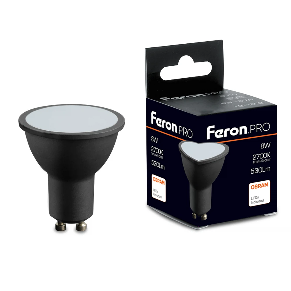 Изображение товара Светодиодная лампа Feron GU10 8W теплый свет для дома и офиса Изображение товара Светодиодная лампа Feron GU10 8W теплый свет для дома и офиса