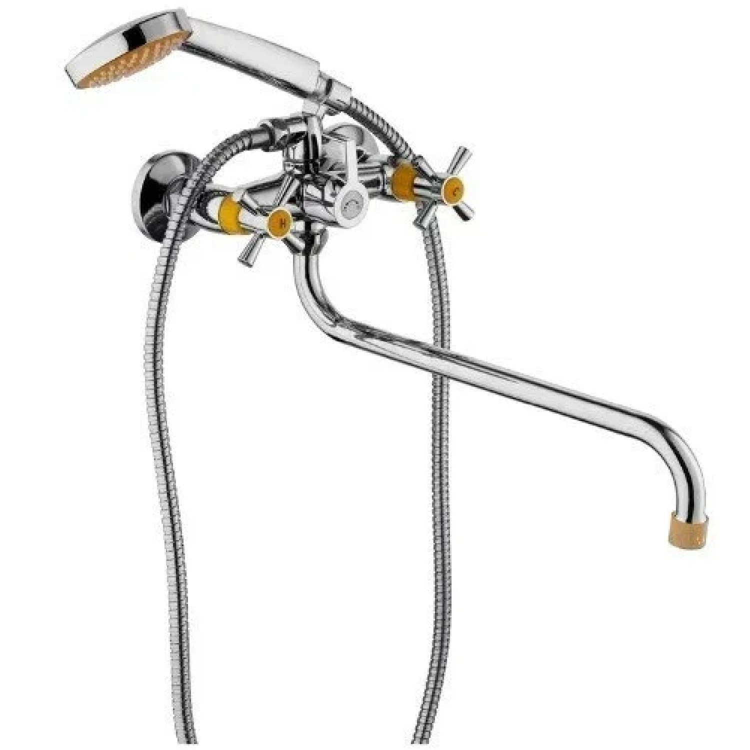 Изображение товара Смеситель для ванны PLstart PL2218-9, хром/желтый