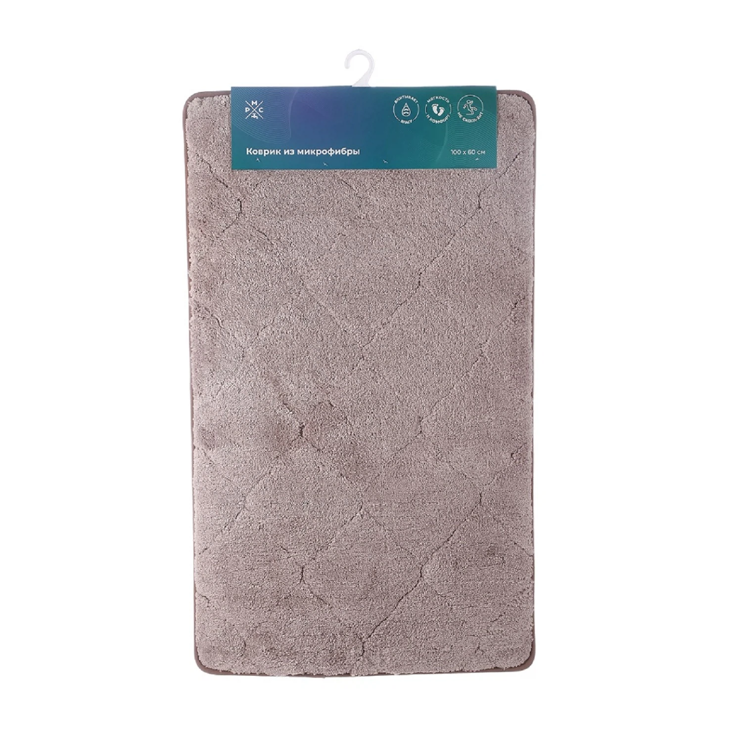 Изображение товара Коврик из микрофибры РМС К-05БЖ-60х100 антискользящий для ванной