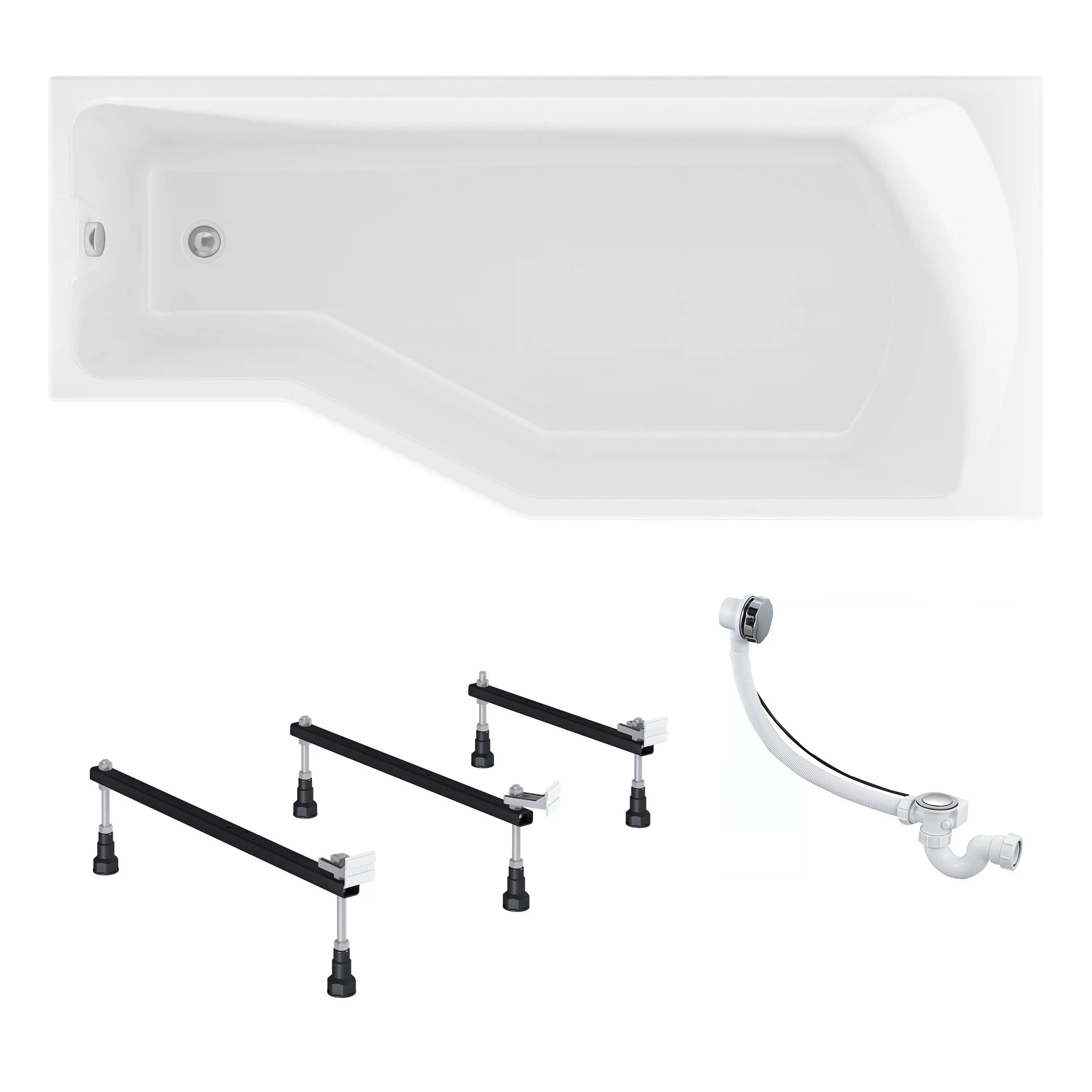 Изображение товара Ванна акриловая 1MARKA Convey 170х75 в наборе 3в1: ванна правая, ножки, слив-перелив, 01кон1775пкс2+