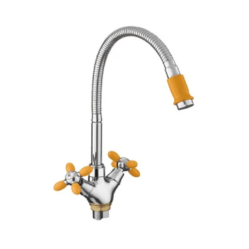 Изображение товара Смеситель для кухни с гибким изливом FASHUN A43127-9, хром/желтый
