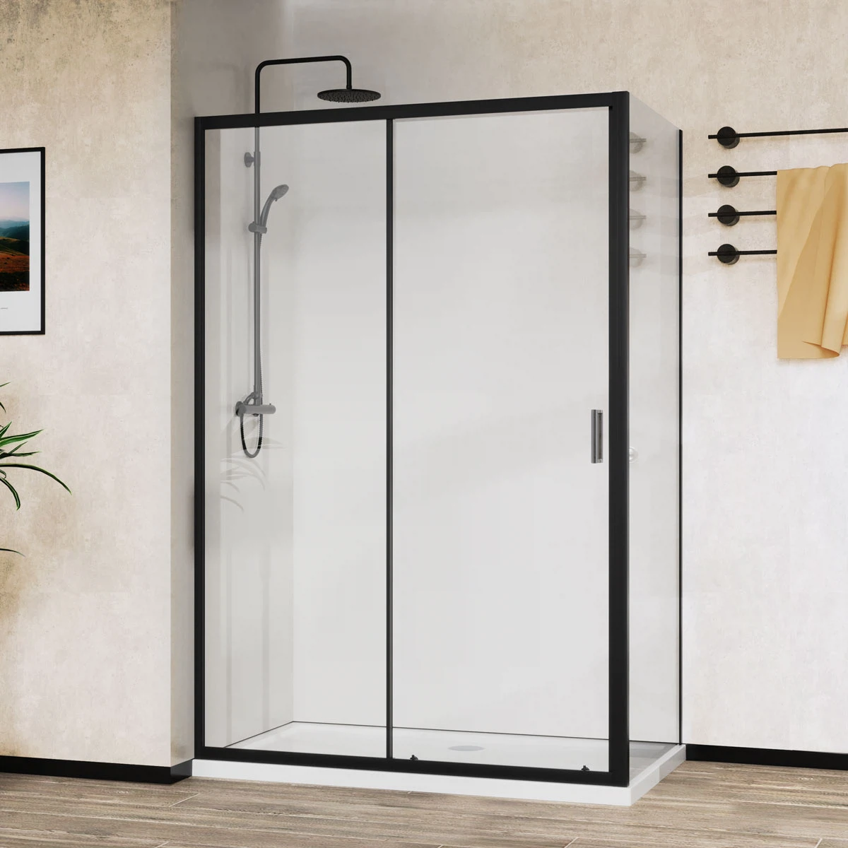 Изображение товара Душевой уголок Сити (City) VSR-5CT9011CLB, 1100*900, черный, стекло прозрачное Изображение товара Душевой уголок Сити (City) VSR-5CT9011CLB, 1100*900, черный, стекло прозрачное