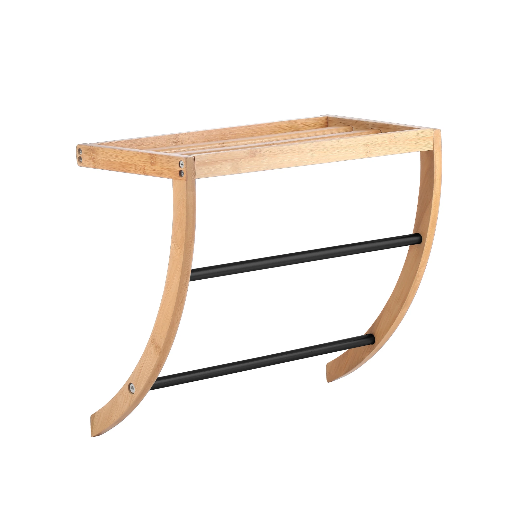 Изображение товара Полка BAMBOO 38 см с двойным полотенцедержателем для ванной комнаты