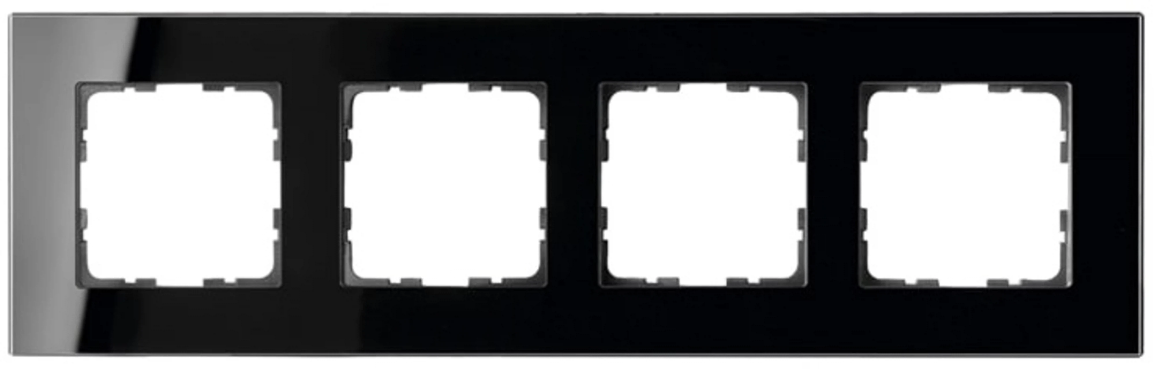 Изображение товара Рамка Jasmart G-Glass 4-постовая черная горизонтально вертикальная