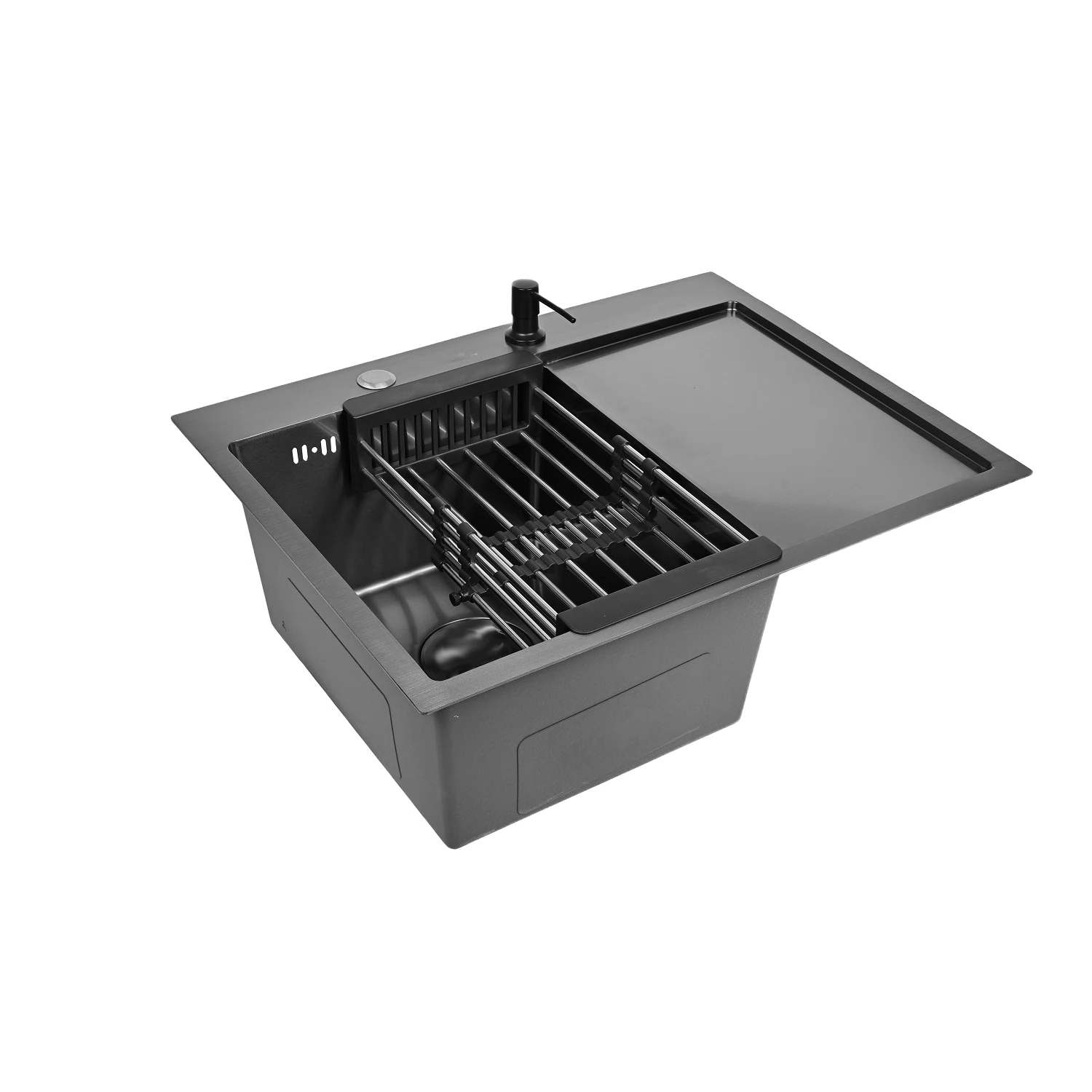 Изображение товара Мойка кухонная из нержавеющей стали WISENT WS36550B-L с PVD покрытием и правым крылом