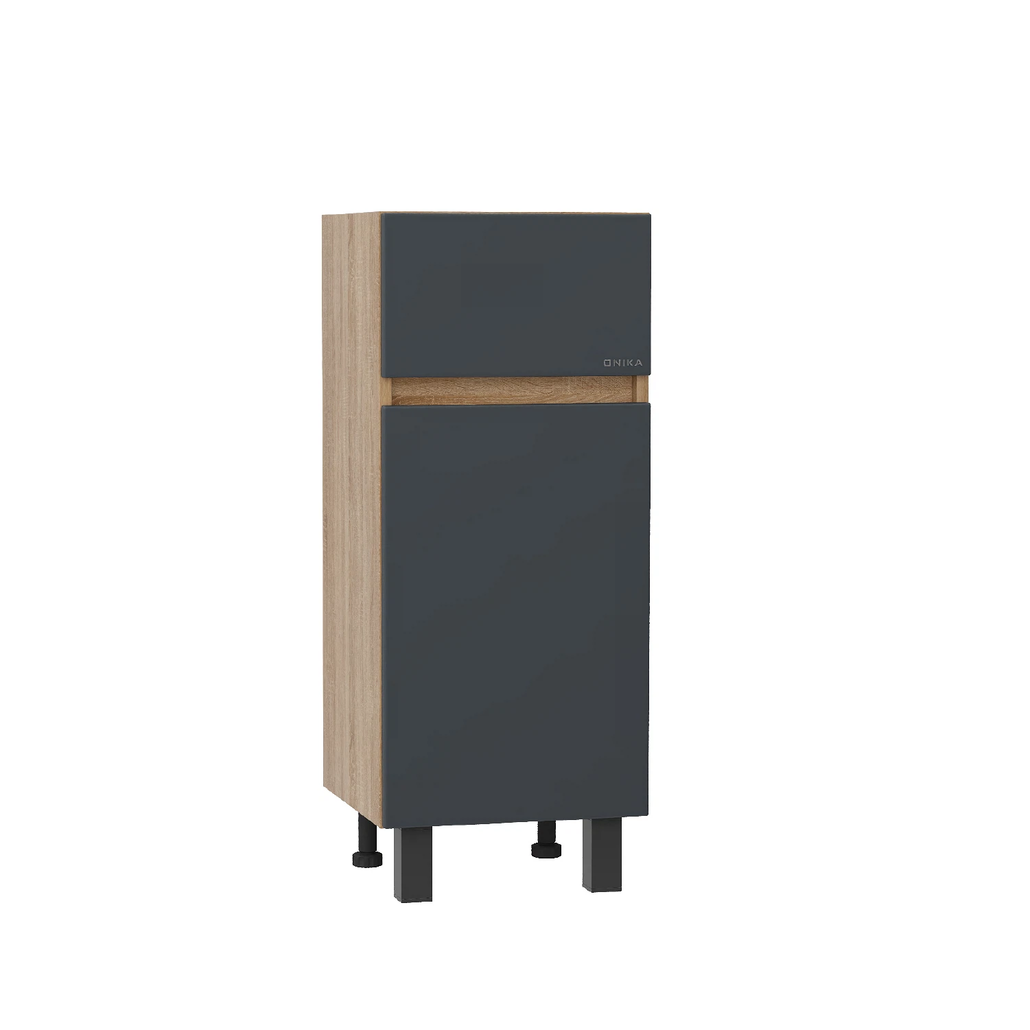 Изображение товара Полупенал для ванной комнаты Onika Милтон 30 напольный, серый/дуб сонома, правый / 30х34х87 см