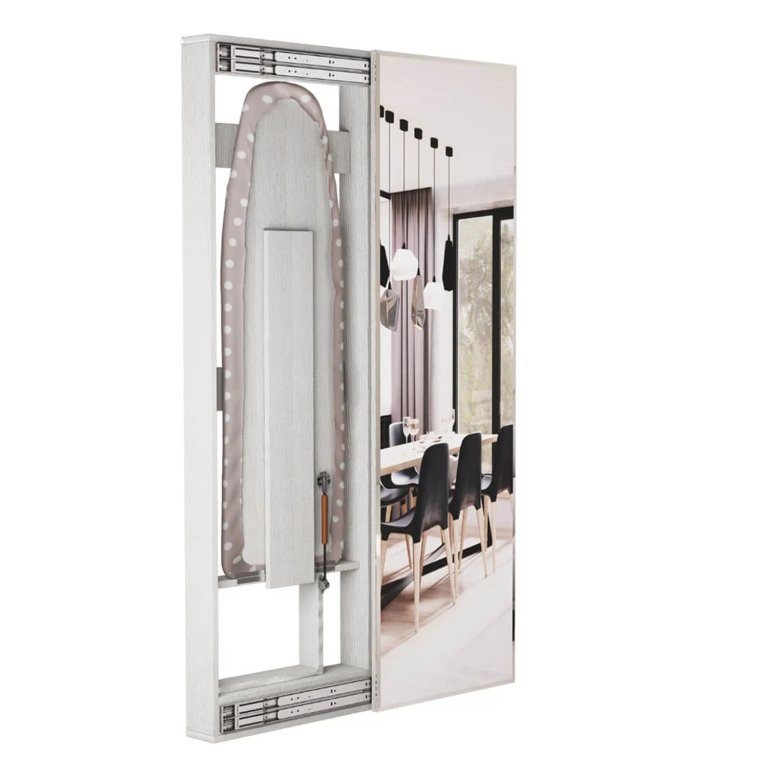 Изображение товара Гладильная доска Смарт с зеркалом, в цвете лоредо от БТС Мебель