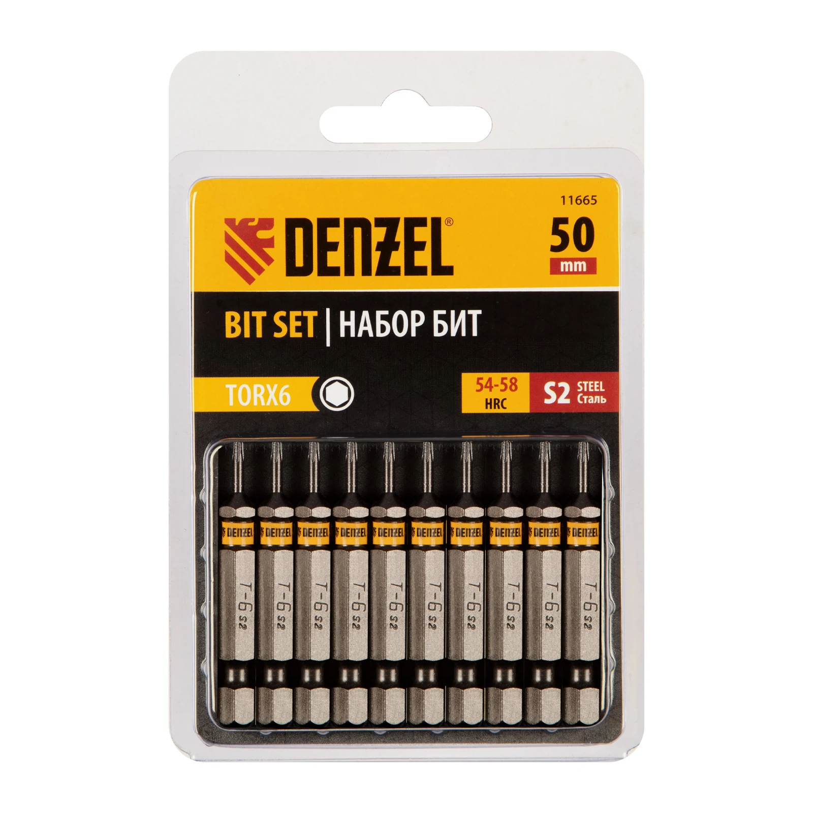 Изображение товара Набор бит TORX 6х50 мм Denzel 10 шт. из стали S2 для шуруповертов