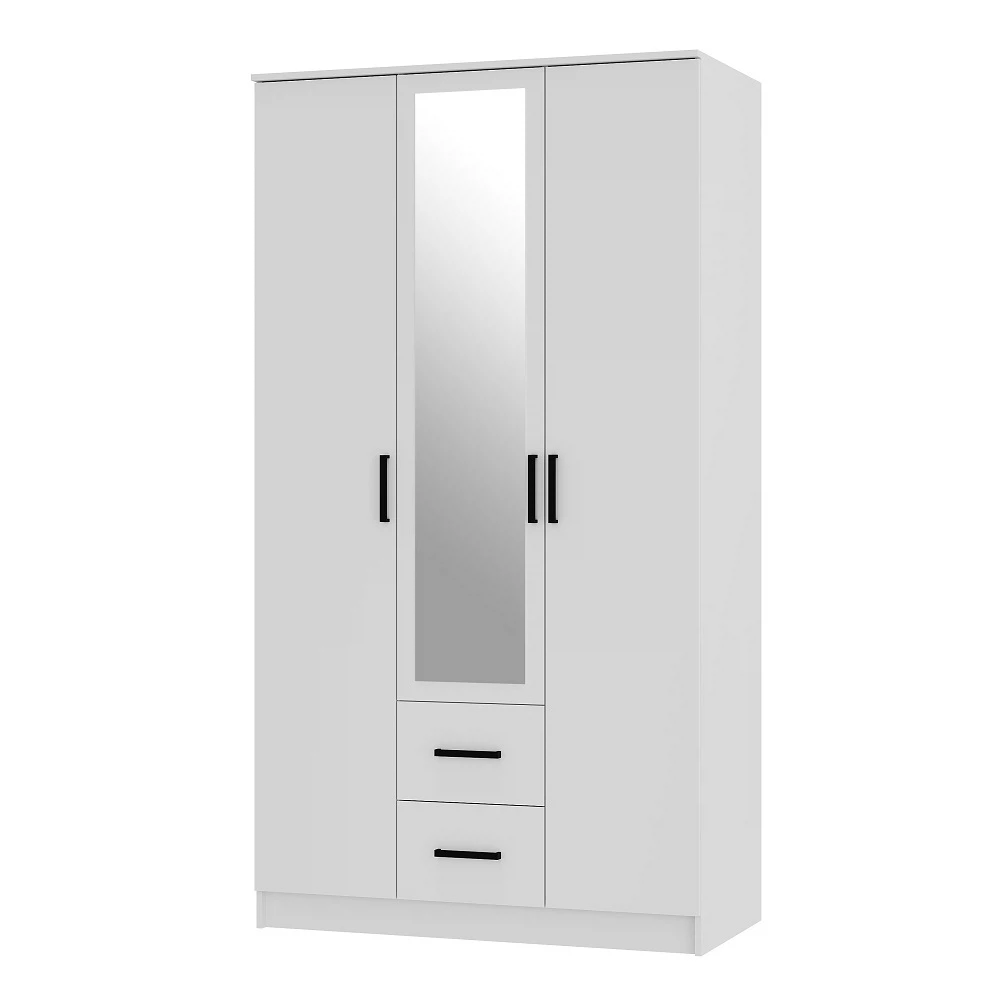 Изображение товара Шкаф распашной Фьюжн 120x221,6x61,4 см из ЛДСП, белый, зеркальный фасад