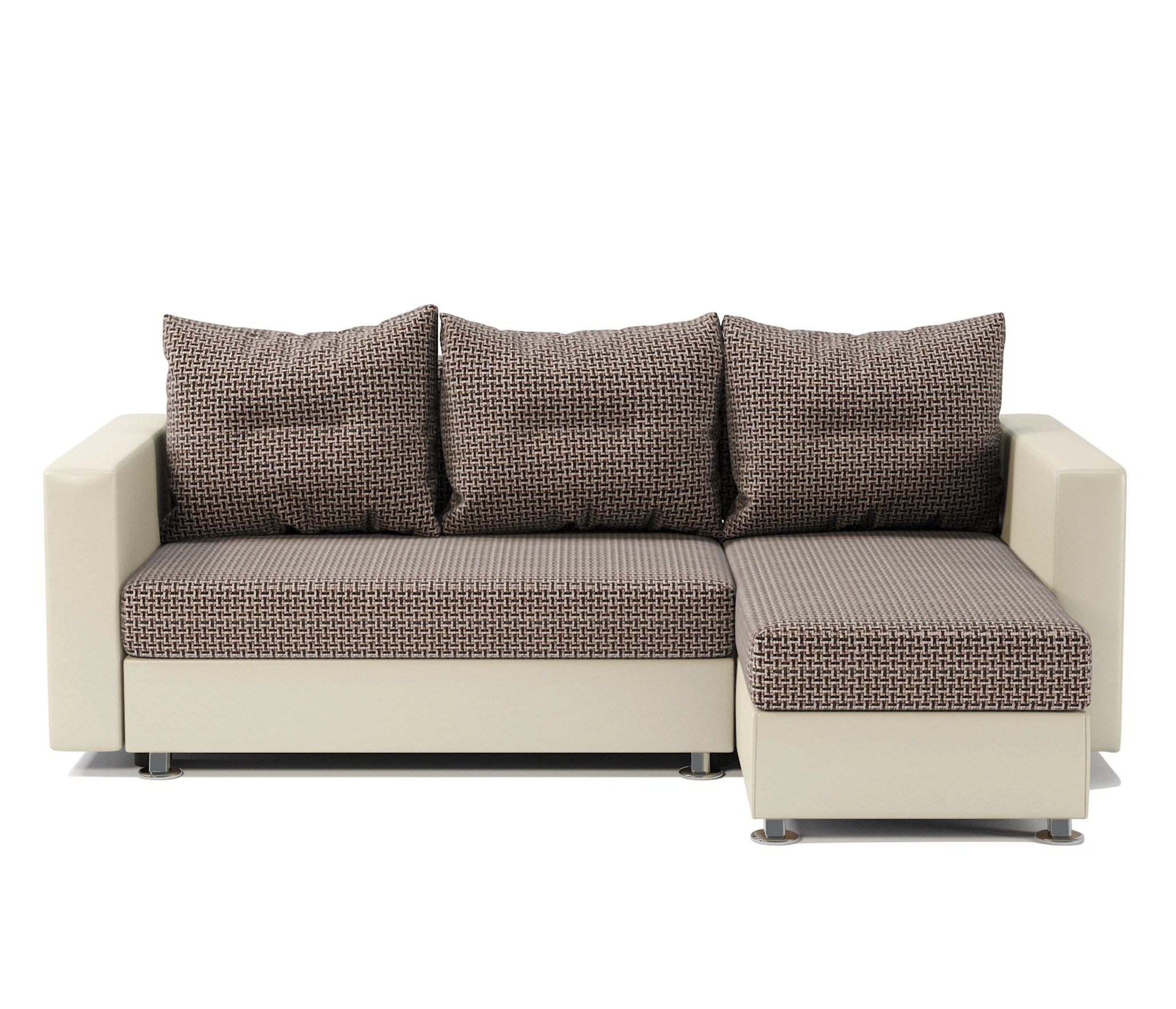 Изображение товара Угловой диван Ария правый Корфу коричневый и экокожа беж