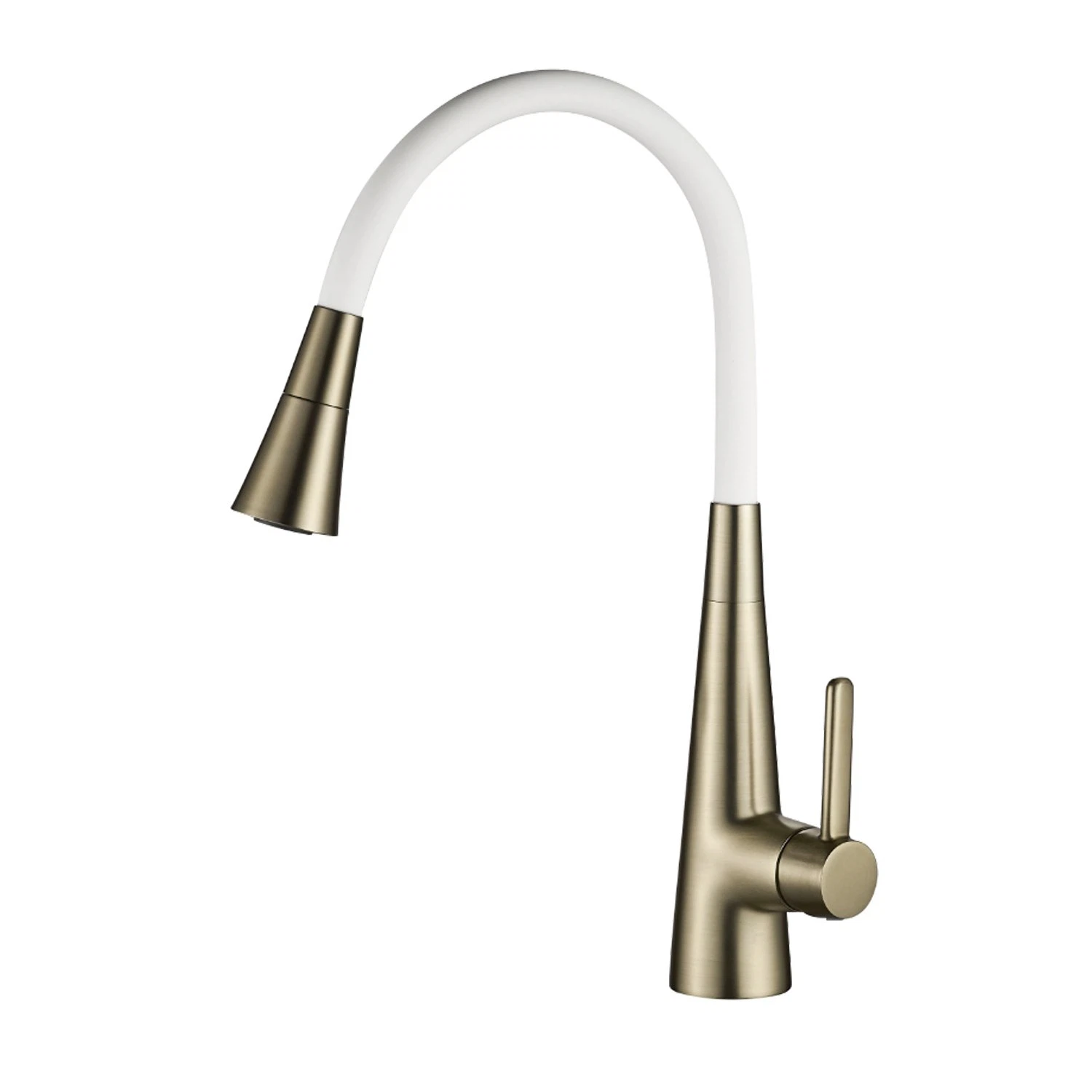 Изображение товара Rose R213G - смеситель кухонный с гибким изливом и душем, золотой сатин