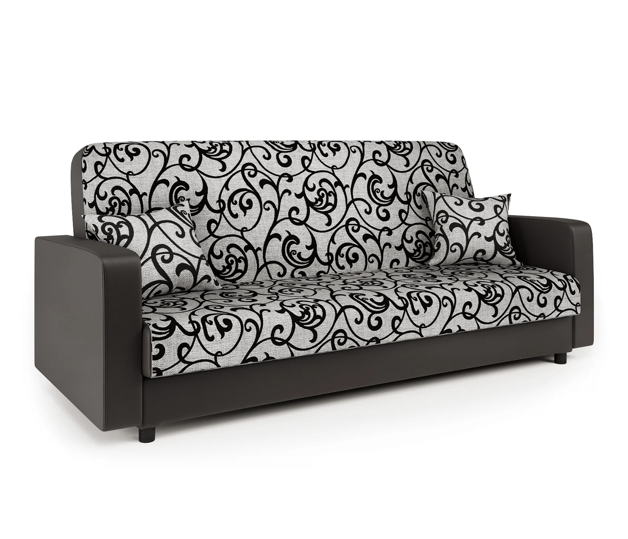 Изображение товара Диван-книжка Мелодия 120 с узором и экокожей шоколад практичный современный дизайн